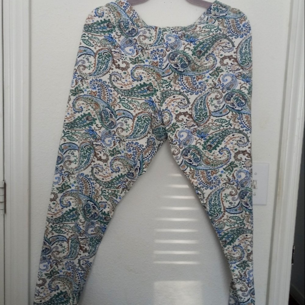 Cato Paisley Print Leggings - Green, Blue, Brown